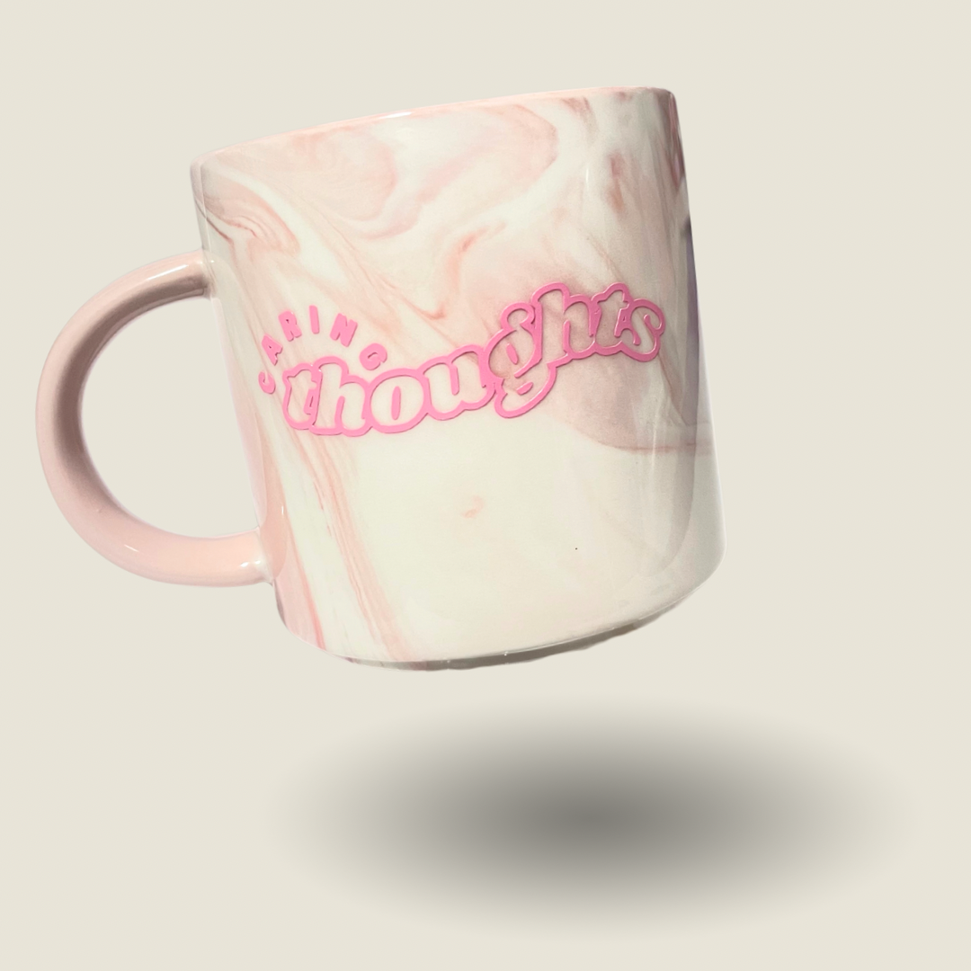 Caring Thoughts Pink Marble Mug
