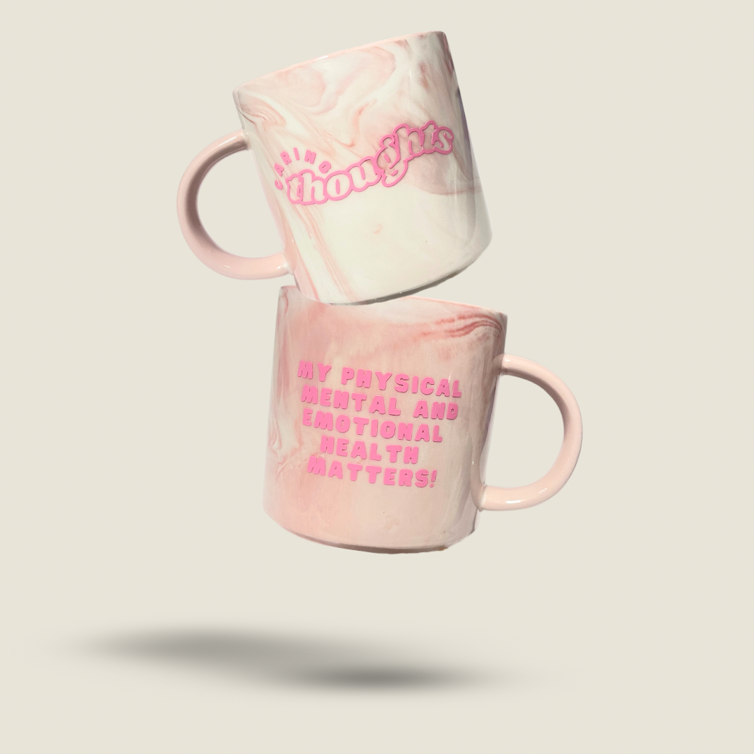 Caring Thoughts Pink Marble Mug
