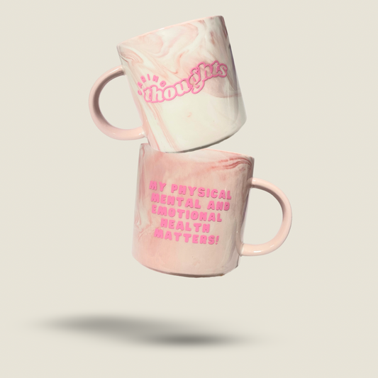 Caring Thoughts Pink Marble Mug
